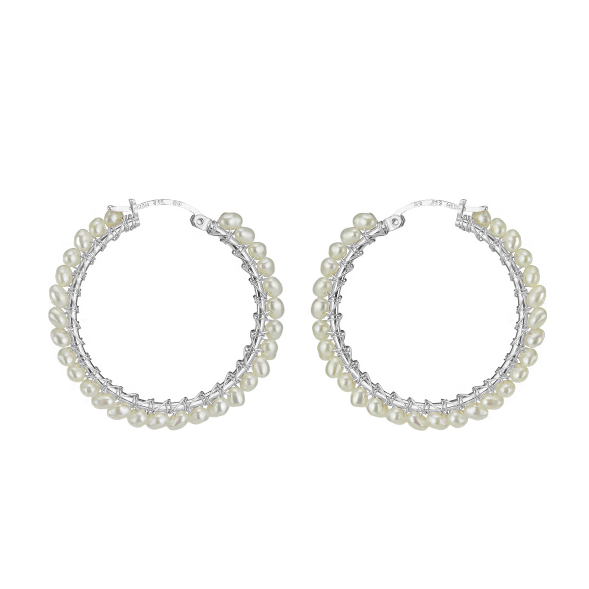 Large Hinged Pearl Hoops