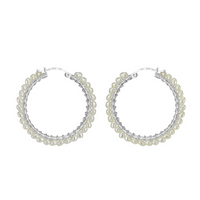 Large Hinged Pearl Hoops