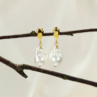 Gold Tops & Shell Pearl Earrings