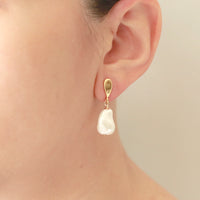 Gold Tops & Shell Pearl Earrings