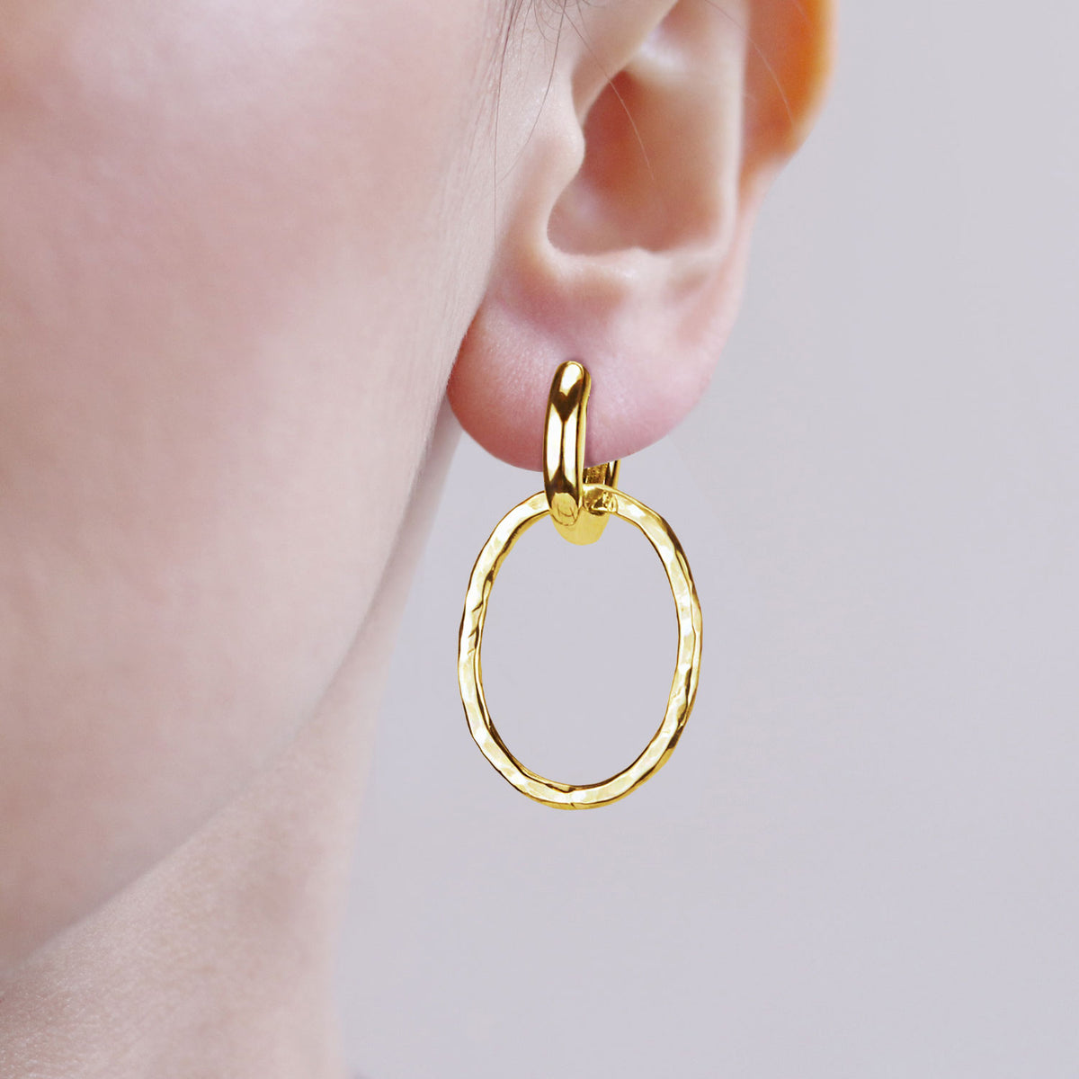 Textured Oval Huggie Earrings