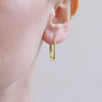 Pearl & Rectangular Hoop Earrings