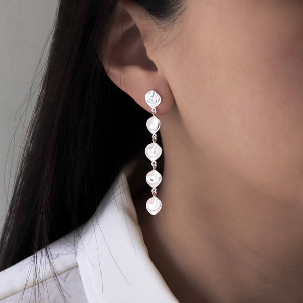 Ripple Textured Long Earrings