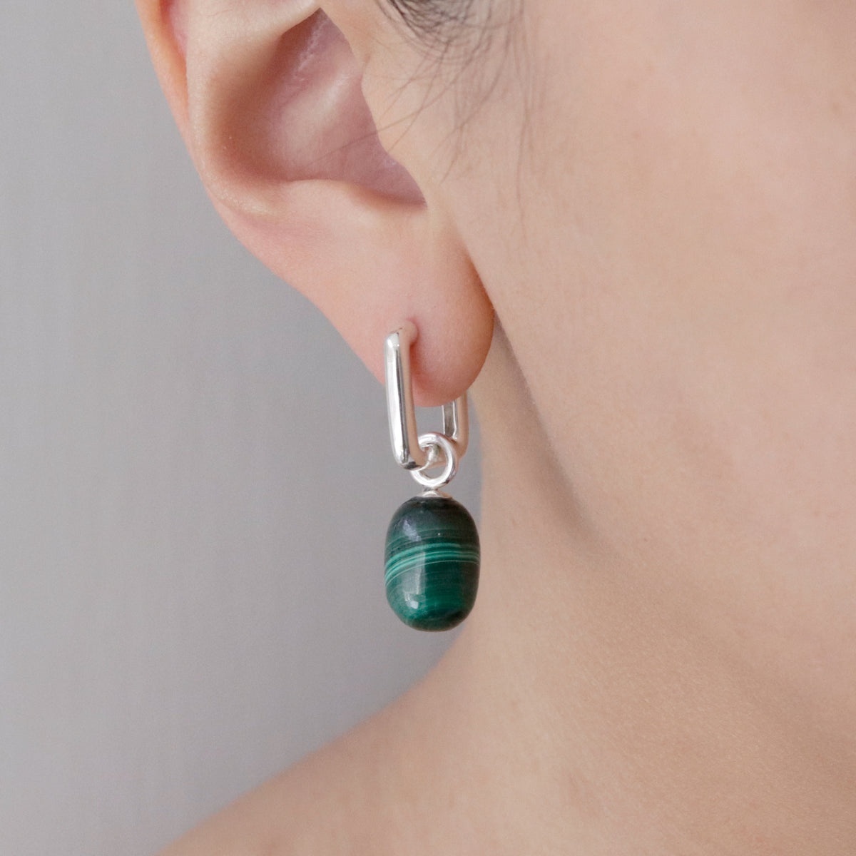 Rectangular Hoops & Smooth Capsule Earrings