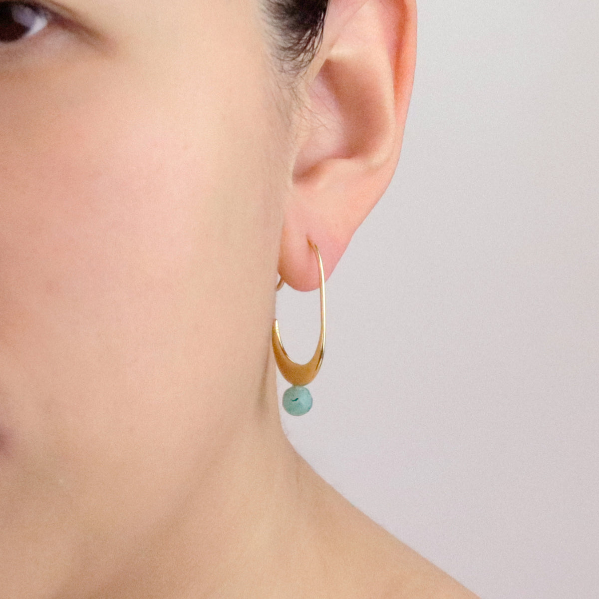 Gemstone Crescent Earrings