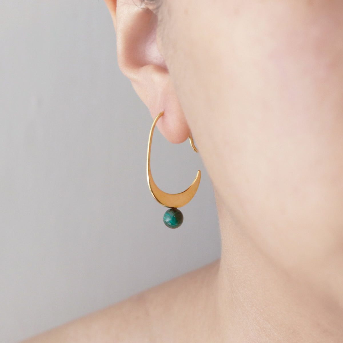 Gemstone Crescent Earrings