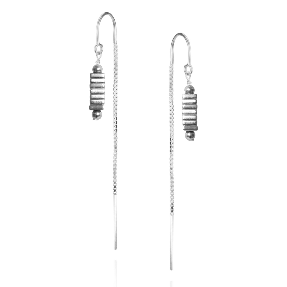 Plated Hematite Tile Threader Earrings