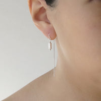 Plated Hematite Tile Threader Earrings