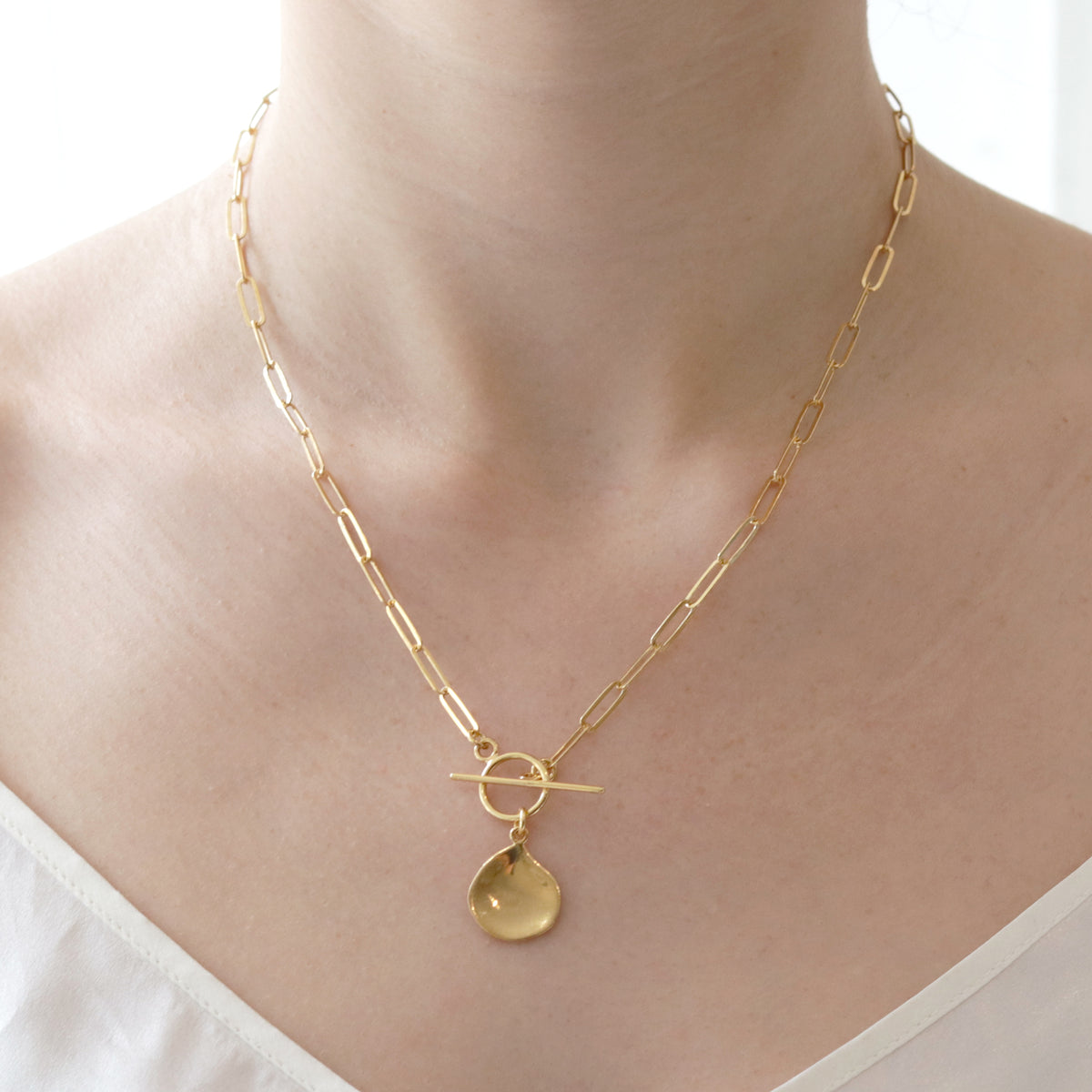 Flat Teardrop Toggle Necklace