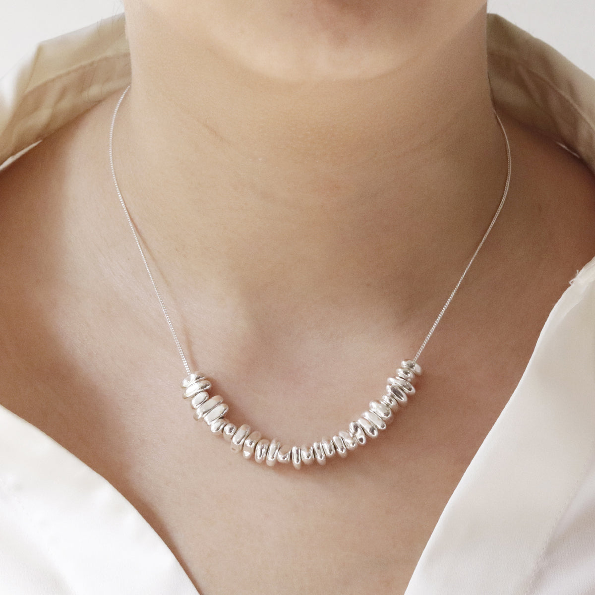 Plated Hematite Nugget Necklace