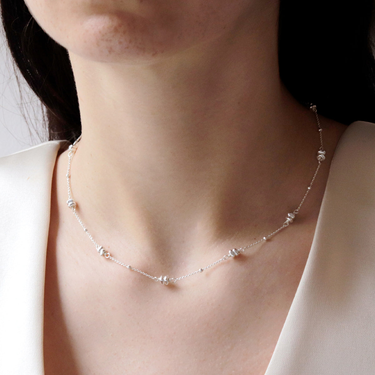 Plated Hematite Satellite Chain Necklace
