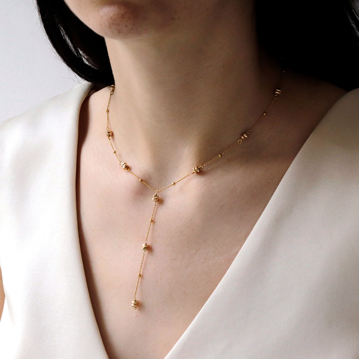 Plated Hematite Satellite Chain Y Necklace
