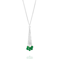Stylish silver hammered textured triangle pendant featuring a vibrant green onyx gemstone for a modern and elegant look.