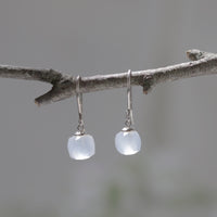 Silver Faceted Cube Earrings