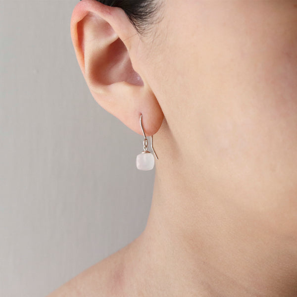 Silver Faceted Cube Earrings