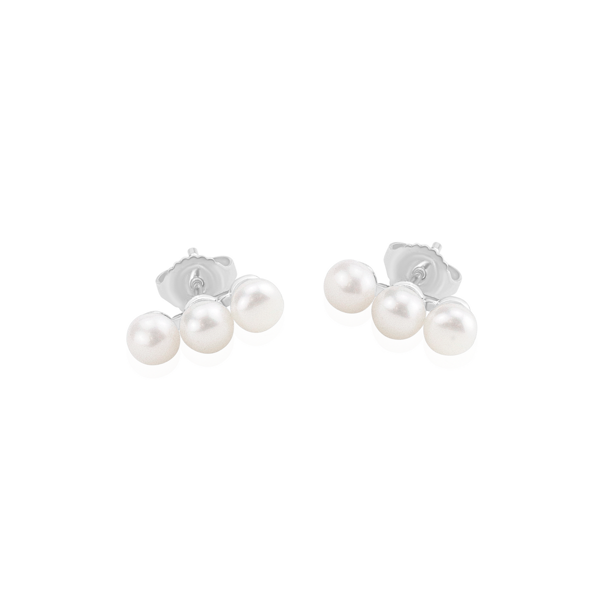 Elegant small triple pearl studs, perfect for adding a touch of sophistication to your outfit.