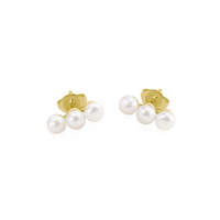 Small triple pearl studs, featuring a sophisticated and timeless design, perfect for everyday elegance.
