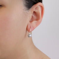 Small Grey Pearl Hoops