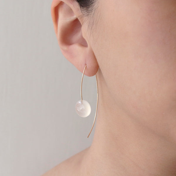 Smooth White Chalcedony Pebble Earrings