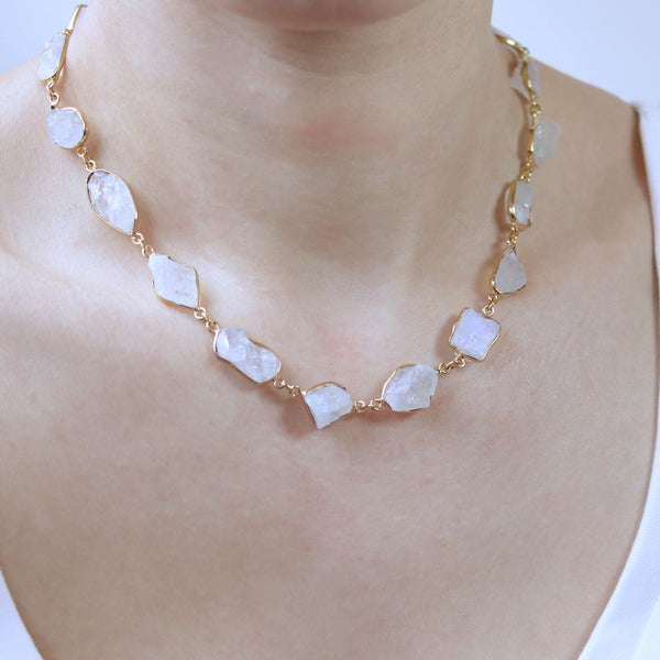 Rough Moonstone Statement Necklace