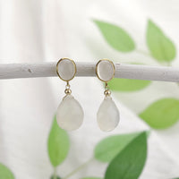 White Chalcedony Drop Earrings