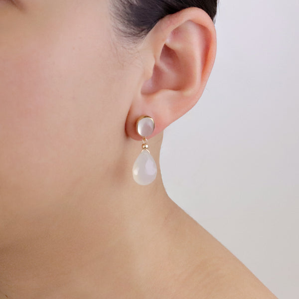 White Chalcedony Drop Earrings