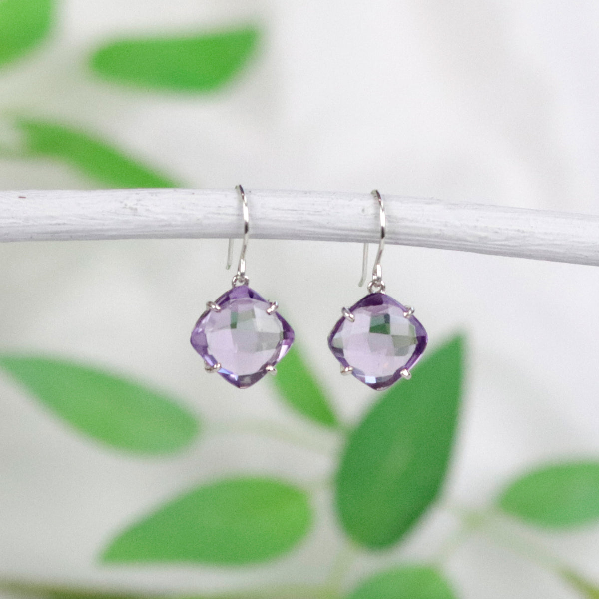 Amethyst Cushion Fish Hooks