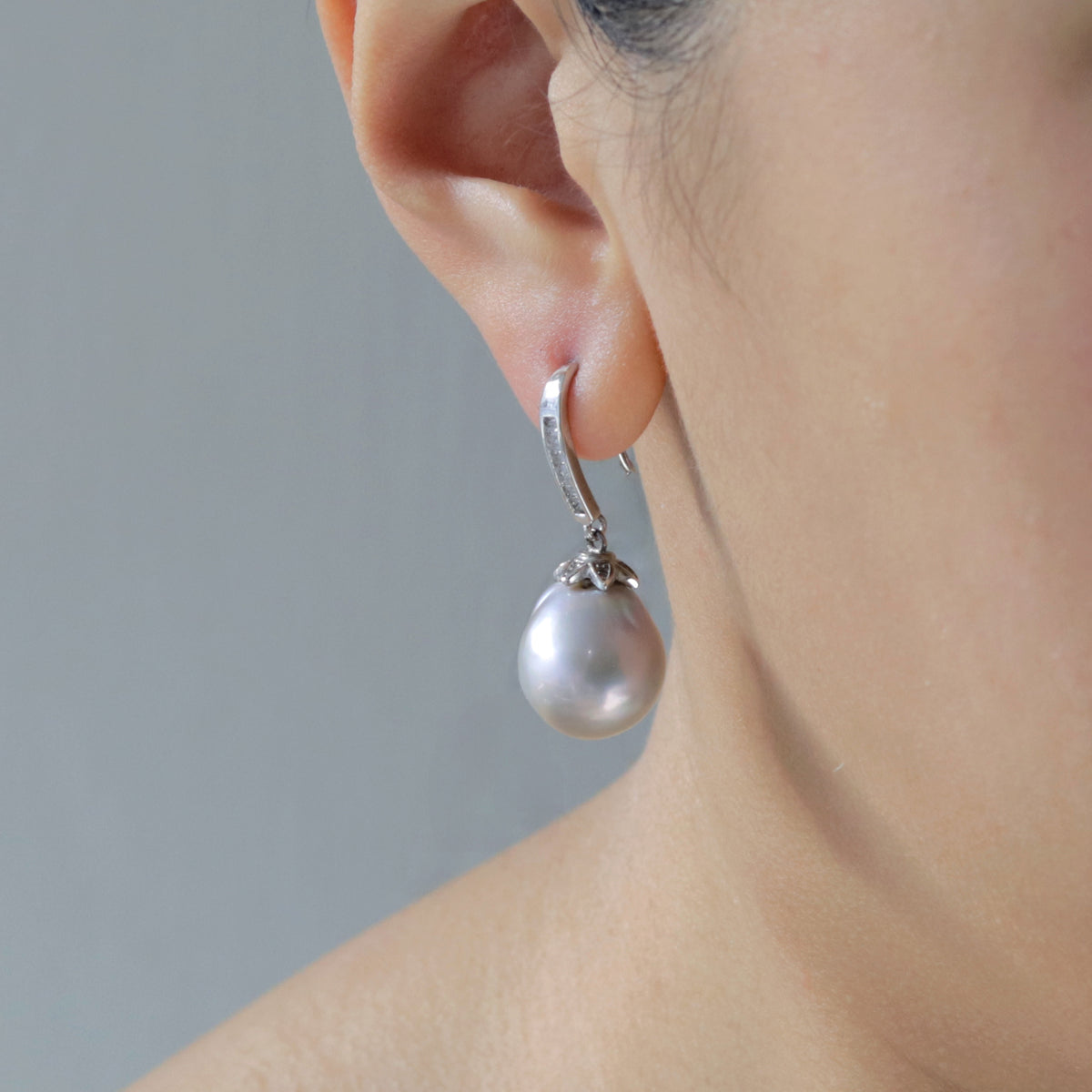 Grey Baroque Pearl Earrings - Limited Edition