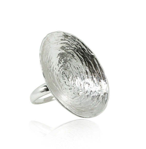 Handcrafted big metallic statement ring by MOUNIR Jewellery London