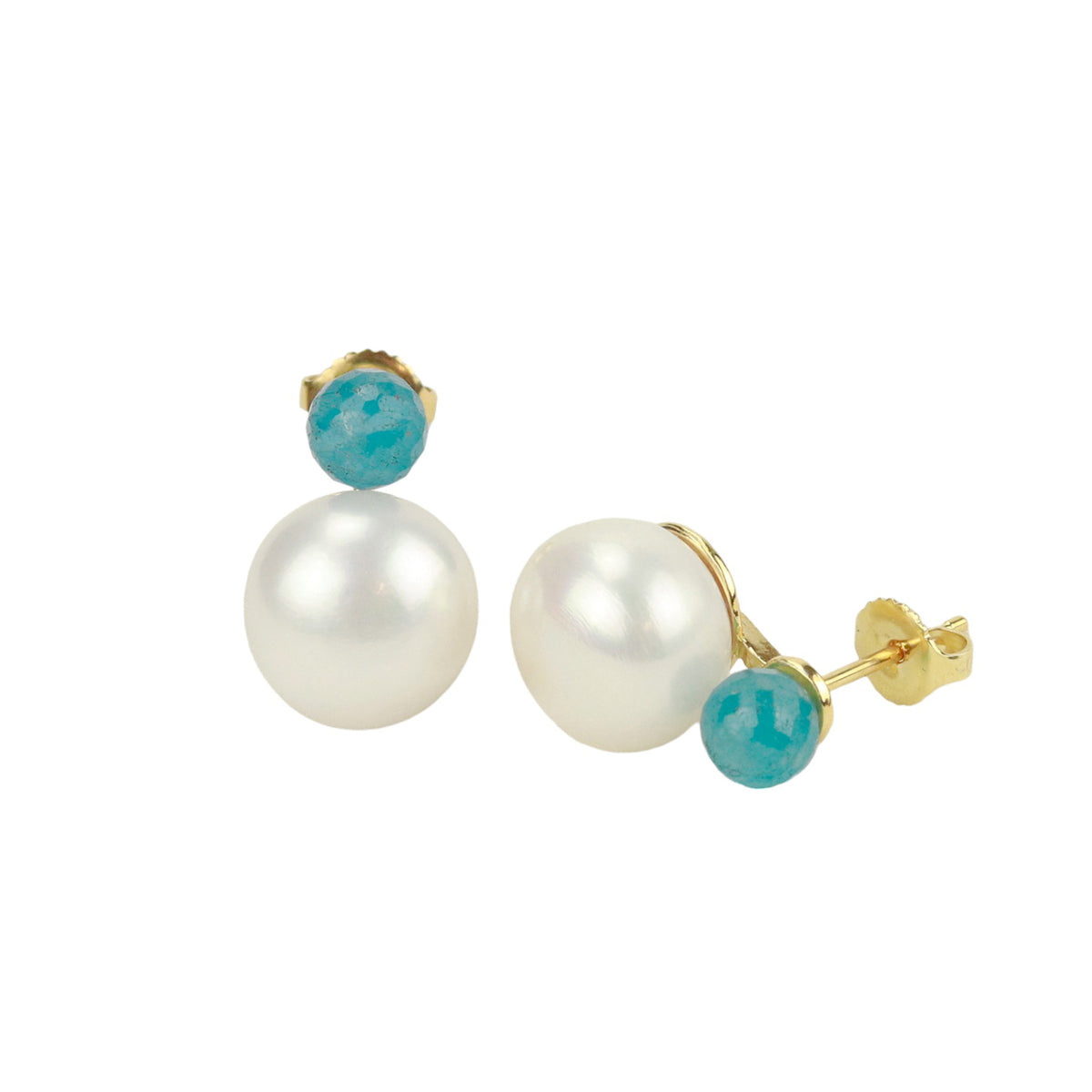 Pearl and Faceted Stone Stud