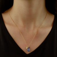 Carved Tanzanite Zircon Cluster Pendant Necklace