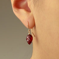 Carved Garnet Zircon Leaf Earrings