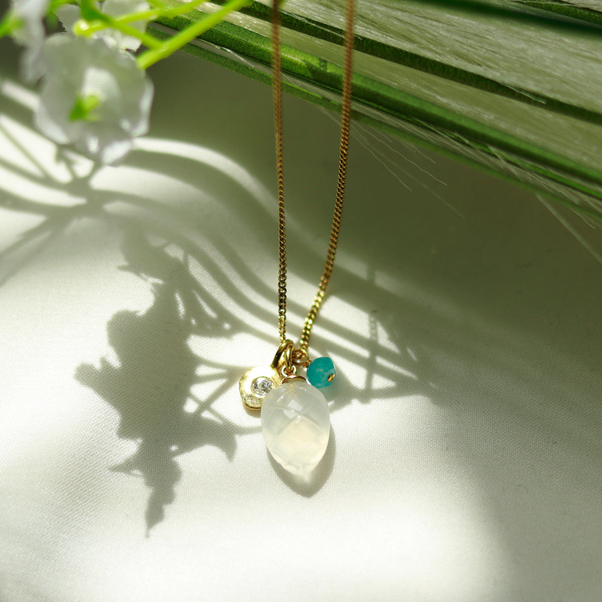 Carved Gemstone Cluster Pendant Necklace