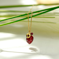 Carved Garnet Zircon Cluster Pendant Necklace