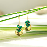 Hammered Discs & Gem Cluster Earrings
