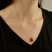 Carved Garnet Zircon Cluster Pendant Necklace