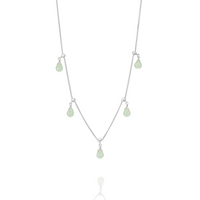 Delicate adjustable briolette necklace with aqua gemstones, offering a refined touch of elegance.