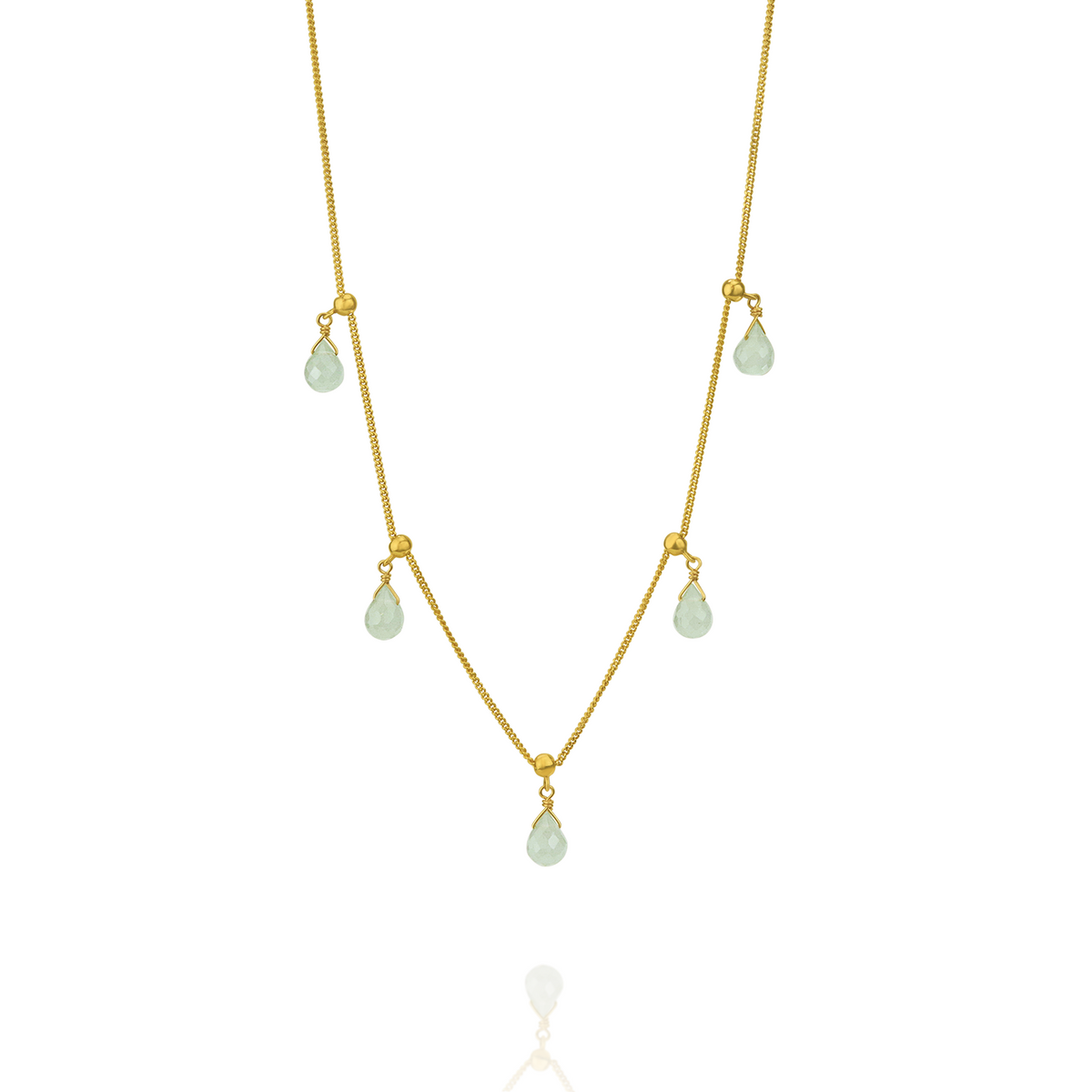 Elegant adjustable briolette necklace with aqua gemstones, a perfect addition to your jewelry collection.
