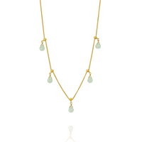 Elegant adjustable briolette necklace with aqua gemstones, a perfect addition to your jewelry collection.