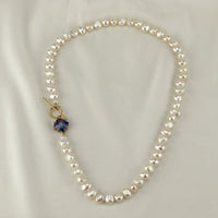 Pearl & Cushion Cut Gemstone Toggle Necklace