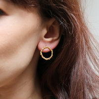 Pepper Textured Circle Studs Earrings