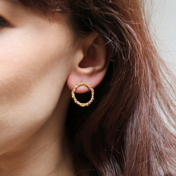 Pepper Textured Circle Studs Earrings