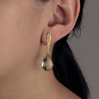 Textured Stud & Smooth Teardrop Earrings