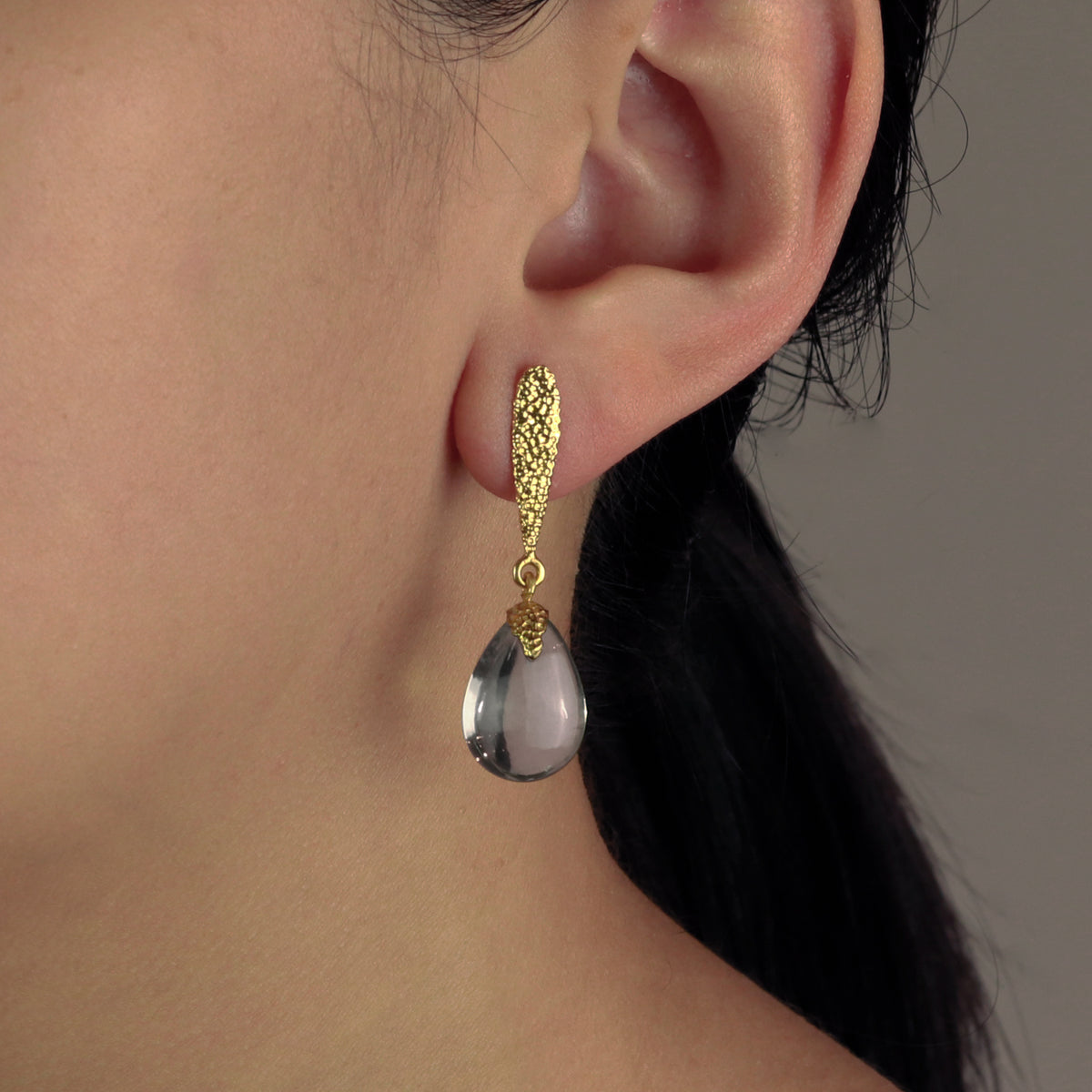 Textured Stud & Smooth Teardrop Earrings