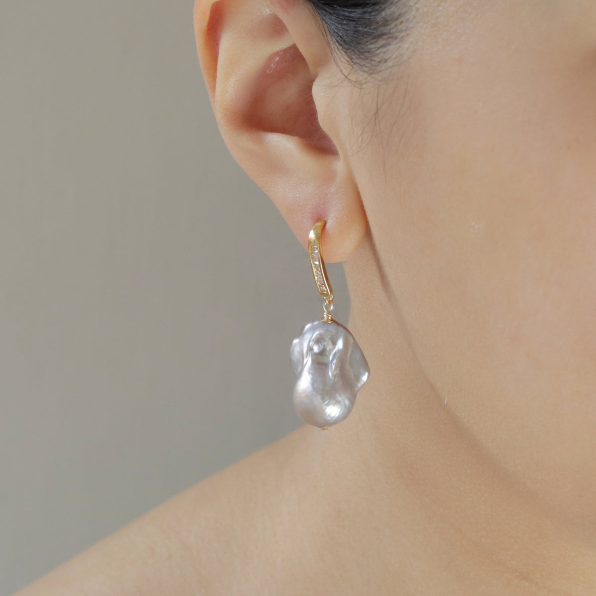 Grey Baroque Pearl Earrings - Limited Edition