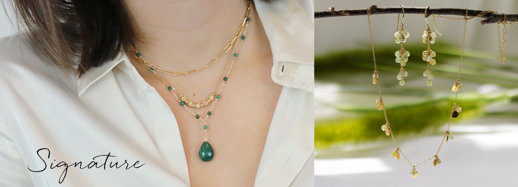 Model wearing MOUNIR Signature Collection featuring handcrafted gold and gemstone jewellery