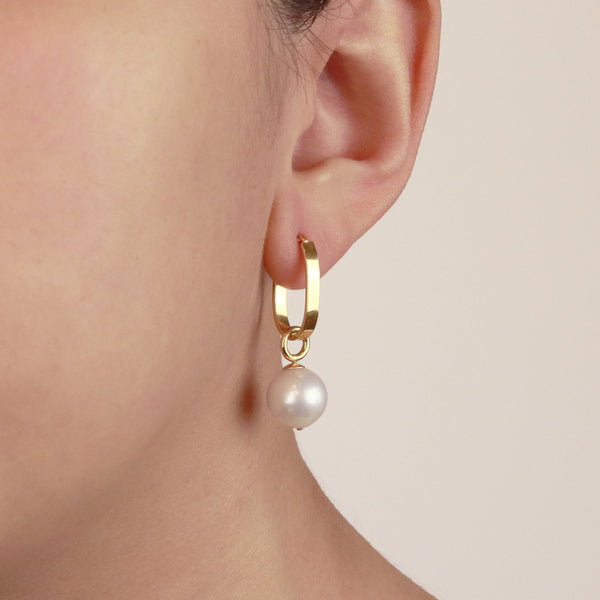 Flat Oval Hoops & Pearl Charms