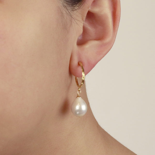 Open Hoop Pearl Earrings