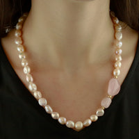 Pink Pearl and Rose Quartz Necklace