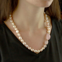 Pink Pearl and Rose Quartz Necklace